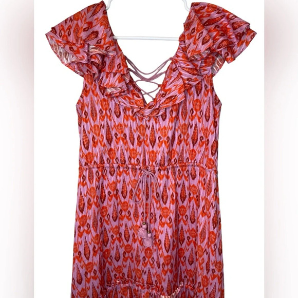 Figue Tahlia Ruffle Pink High-low Dress Size XS Flutter Sleeve - Picture 5 of 11